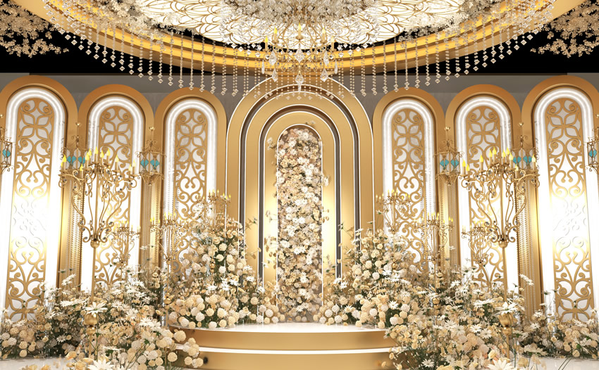 华蓥香槟色调婚礼堂效果展示